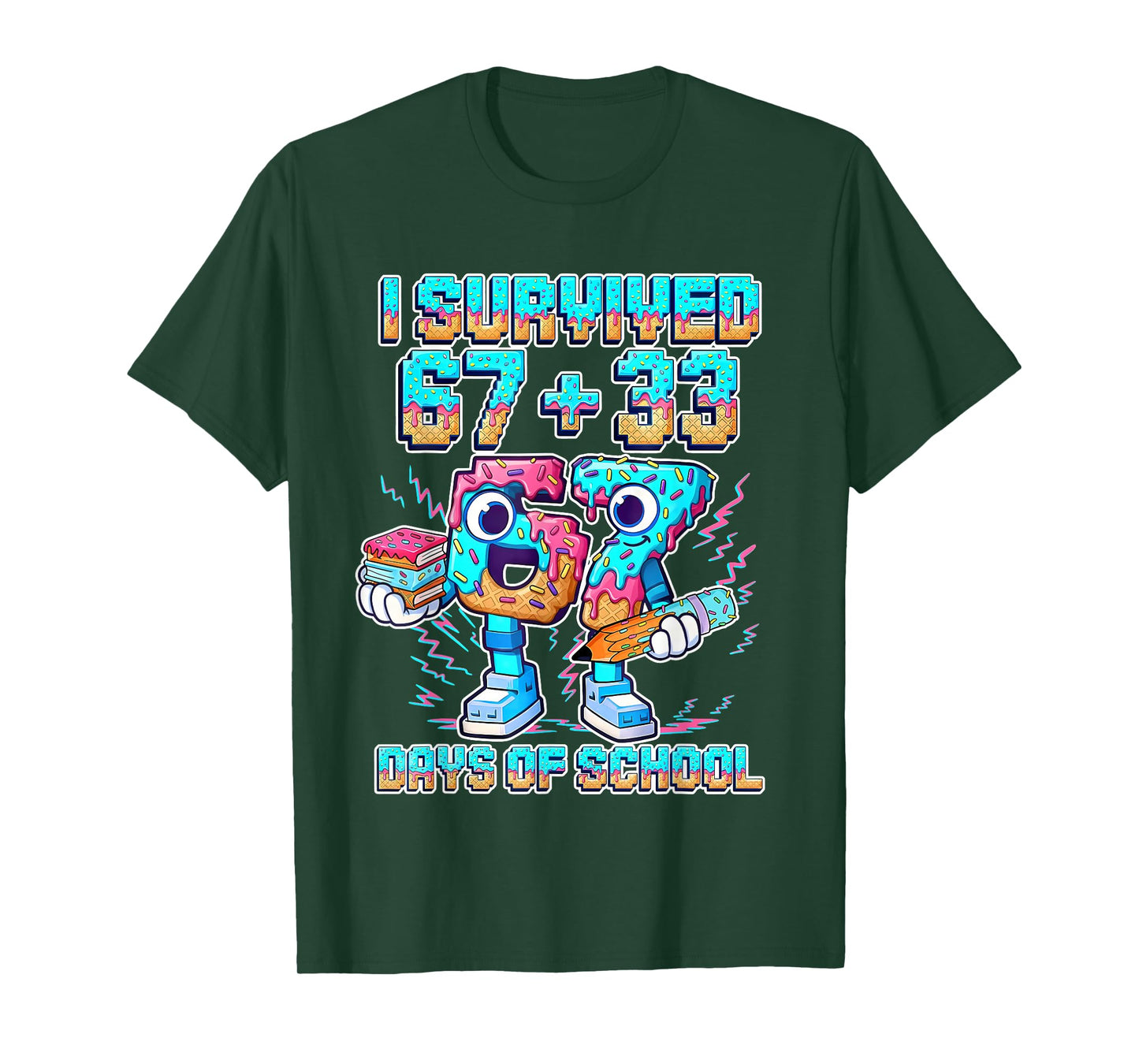 Kids Six Seven 6 7 Meme I Survived 67 Days of School T-Shirt
