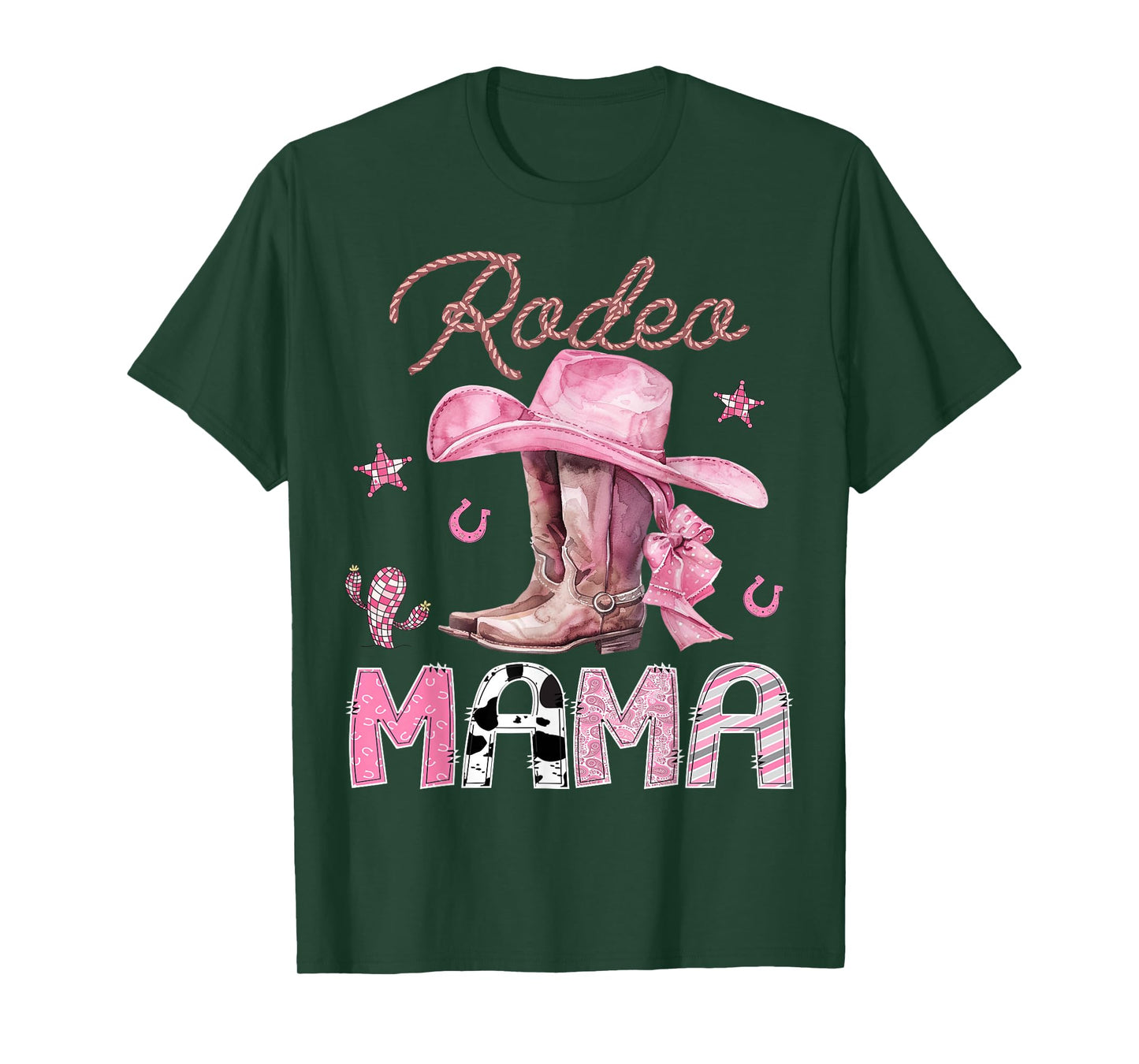 Rodeo Mama Pink Boots Coquette CowGirl Birthday Party T-Shirt