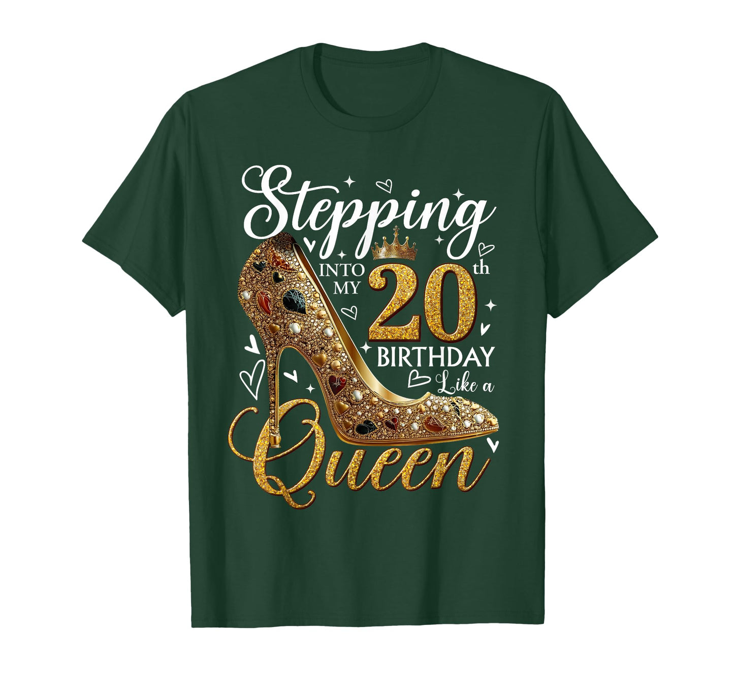 Stepping Into My 20th Birthday Queen Women Girls 20 Year Old T-Shirt