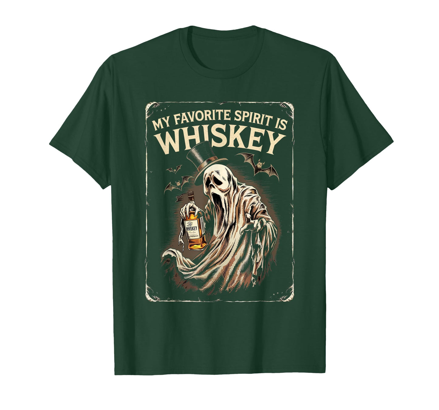 My Favorite Spirit Is Whiskey Ghost Halloween Whiskey T-Shirt