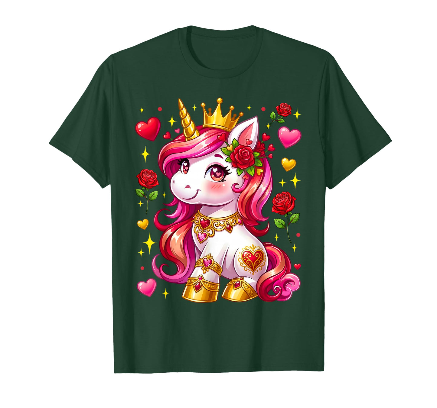 Cute Unicorn Heart Valentines Day Girls Kids Valentine T-Shirt