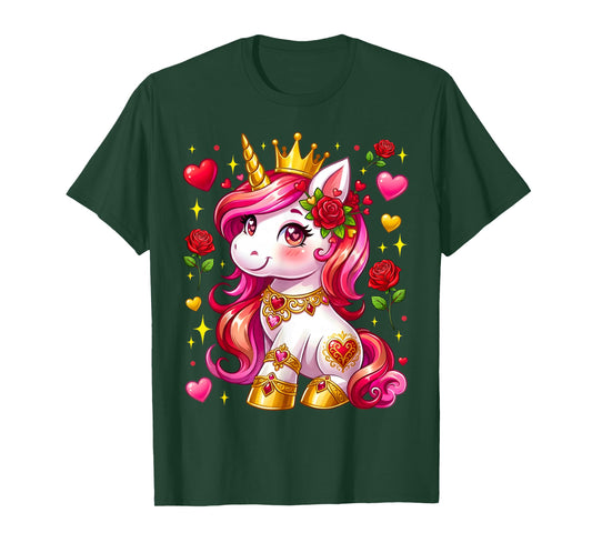 Cute Unicorn Heart Valentines Day Girls Kids Valentine T-Shirt