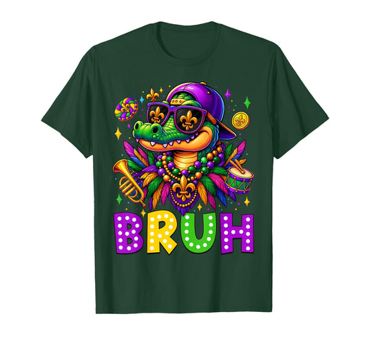 Mardigator Alligator Bruh Mardi Gras Costume Teens Boys Kids T-Shirt