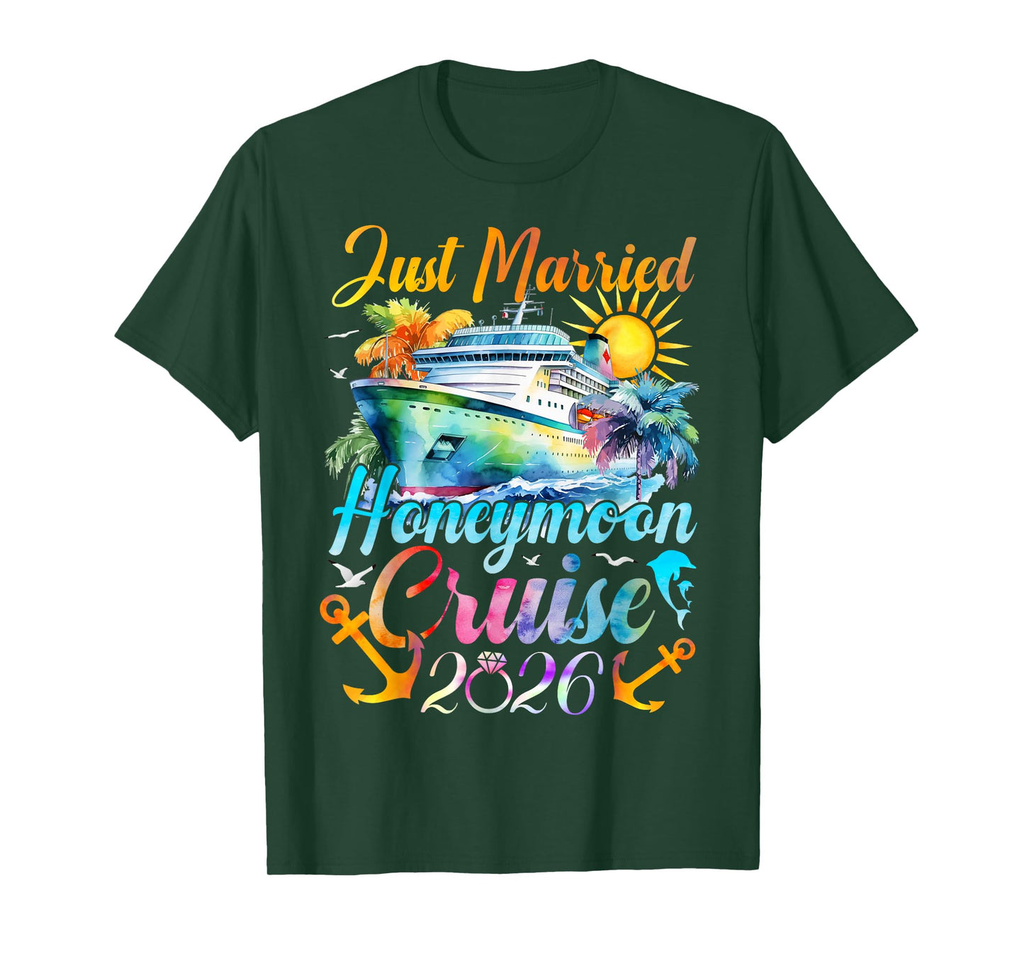 Honeymoon Cruise for Matching Couples 2026 Just Married T-Shirt