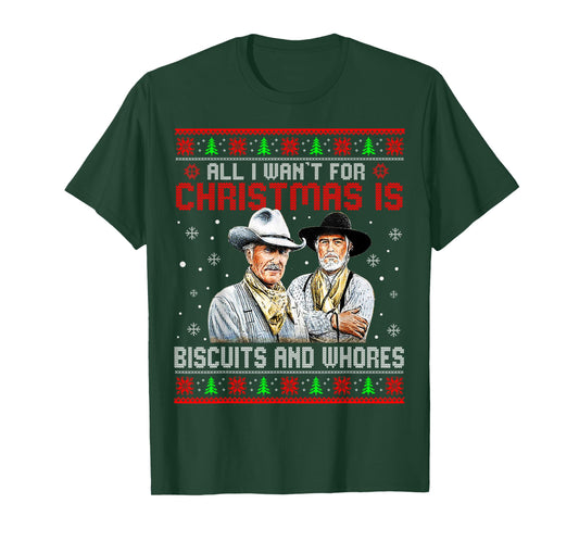 Western Cowboys Biscuits and Whores Christmas Ugly Sweater T-Shirt
