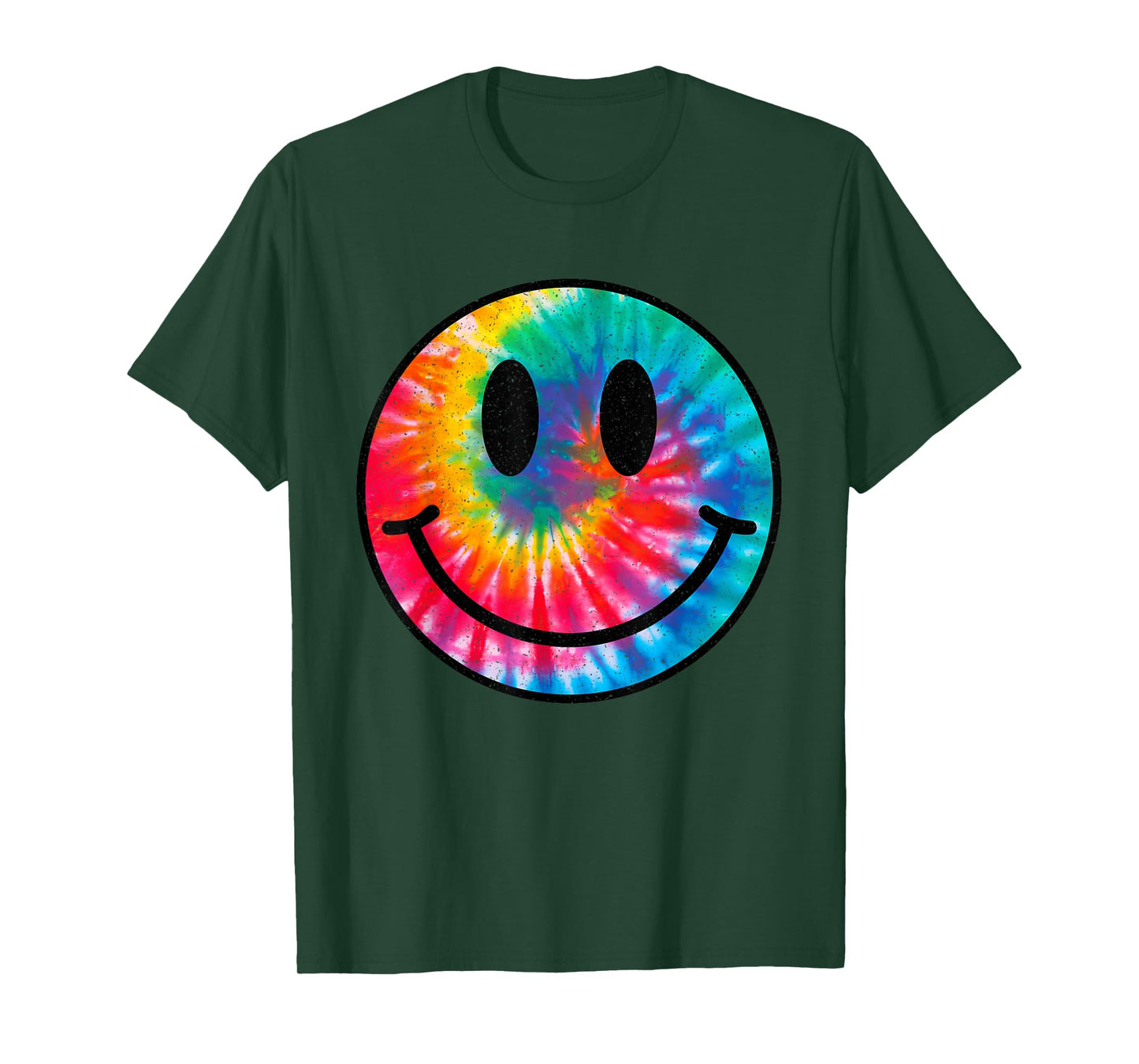 Retro Happy Face Tie Dye Checkered Pattern Smile Face Trendy T-Shirt