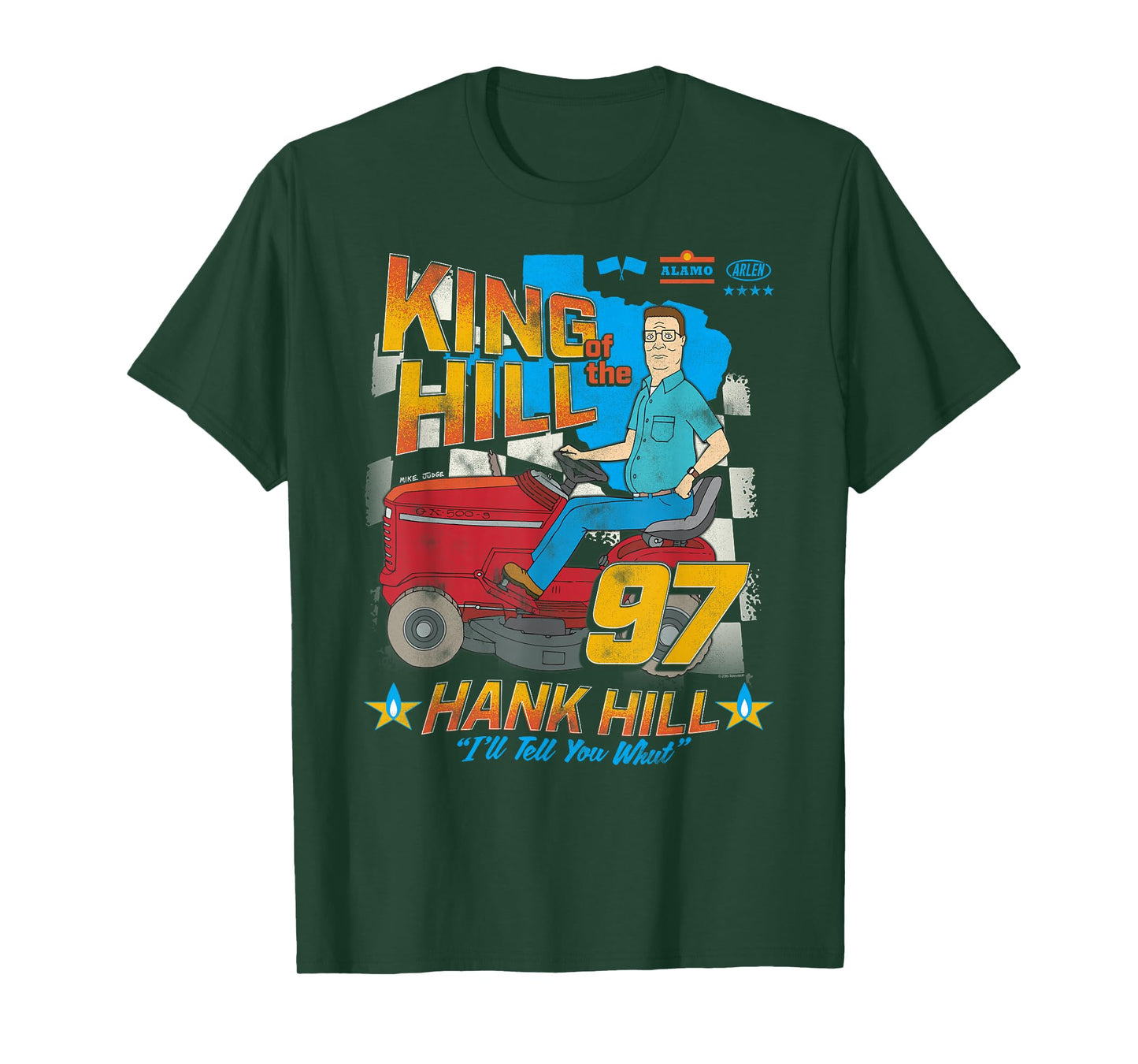 King of the Hill Hank Hill Mower Racing '97 Cartoon T-Shirt