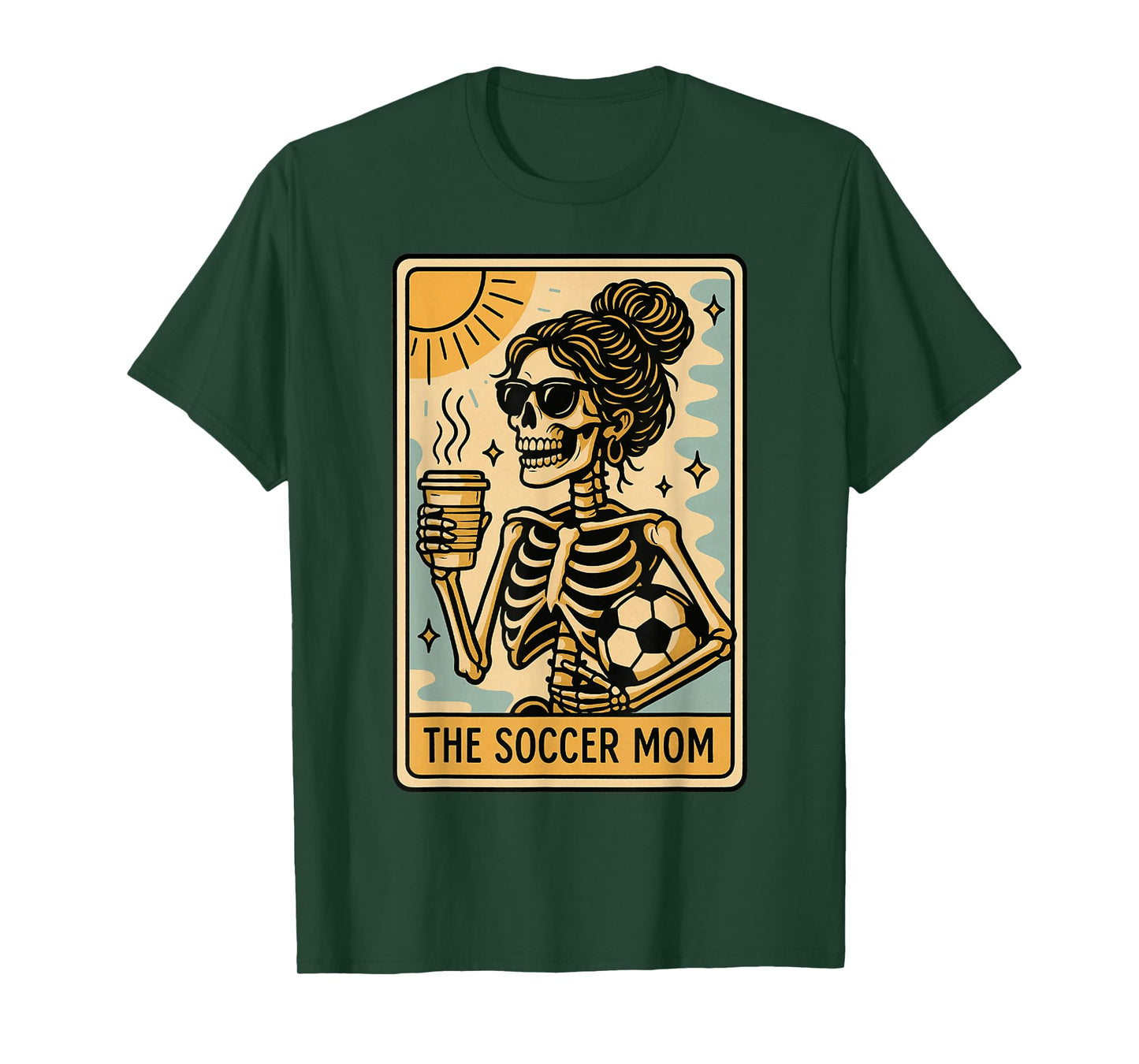 Funny Halloween Soccer Mama Mom Skeleton Tarot Card T-Shirt