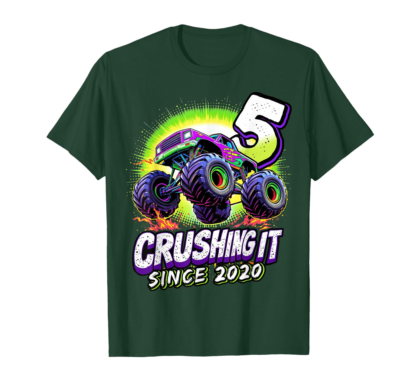 Birthday Monster Truck 5 year Old Boys 5th Party Born 2020 T-Shirt