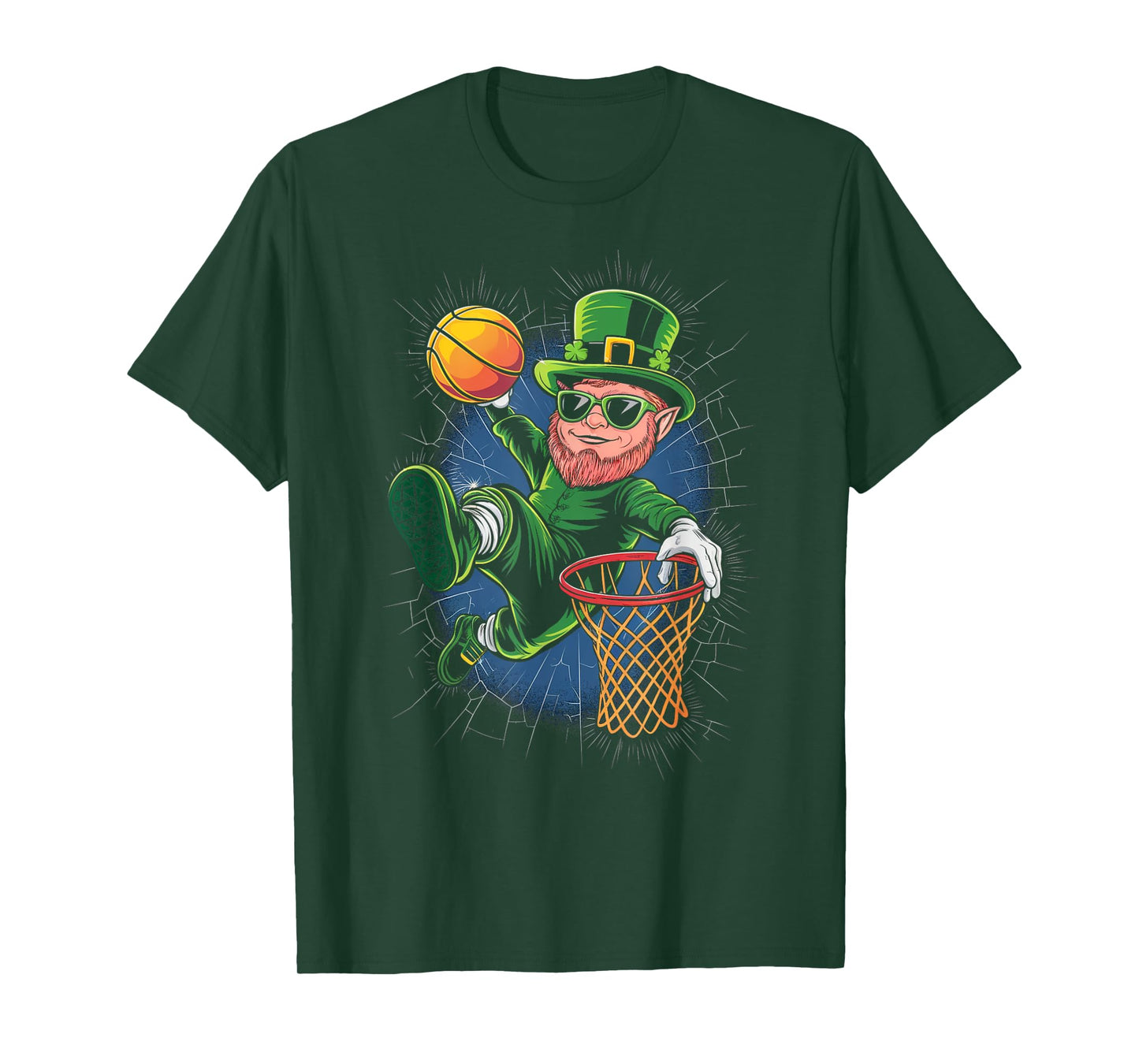 Leprechaun Playing Basketball St Patricks Day Men Youth T-Shirt