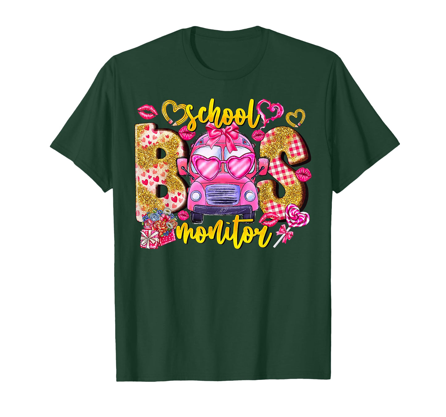 Coquette School Bus Monitor Bus Driver Valentines Student T-Shirt