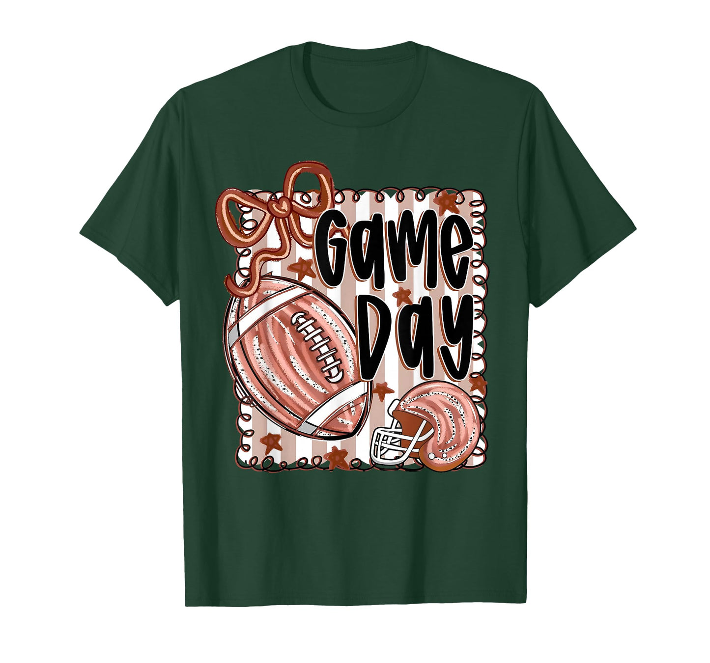 Game Day Coquette Bow Helmet American Football Thanksgiving T-Shirt