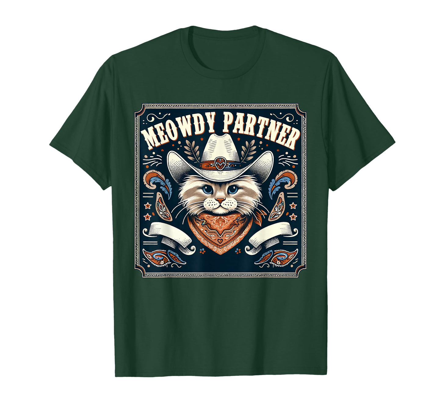Cat Cowboy Funny Mashup Meowdy Partner Poster Western T-Shirt
