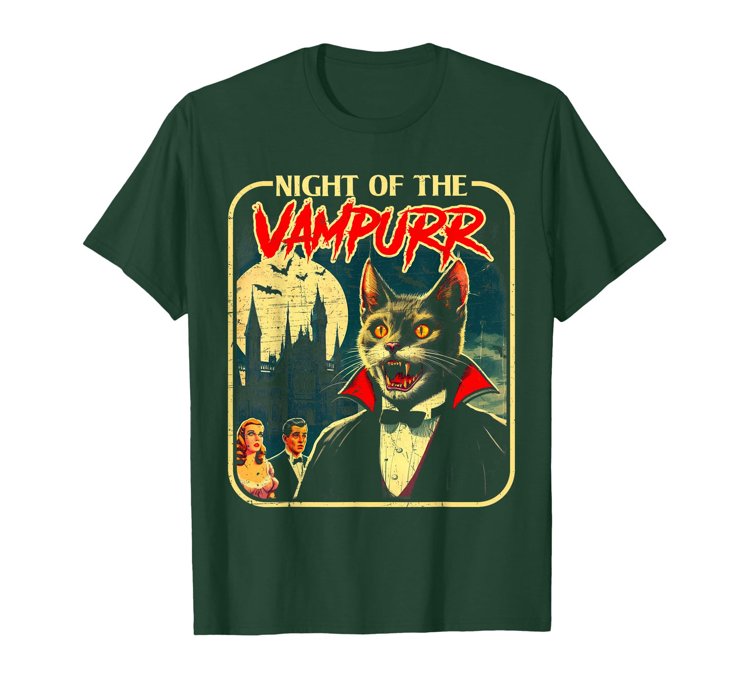 Night of the Vampurr Funny Cat Halloween T-Shirt