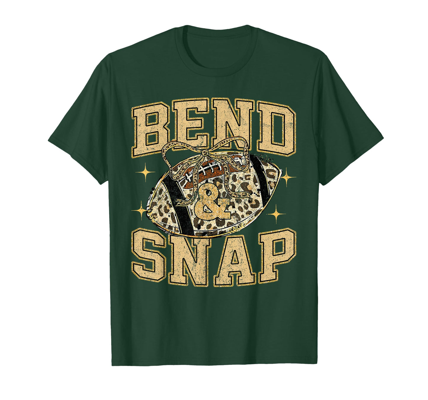 Bend and Snap Football Leopard Coquette Bow Game Day T-Shirt