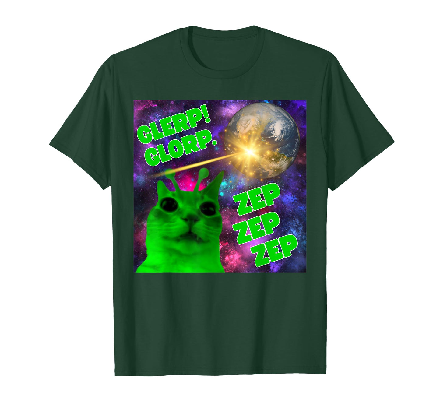 Glerp Glorp Zep Zep Cat Silly Alien Meme Cat Meme Brainrot T-Shirt for Men Women Kids