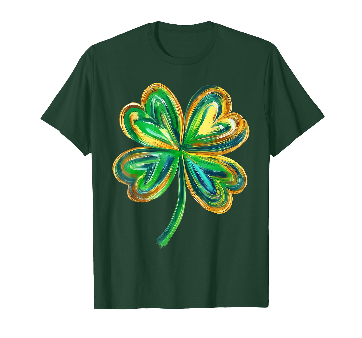 Watercolor Four Leaf Clover Green St Patricks Day Shamrock T-Shirt