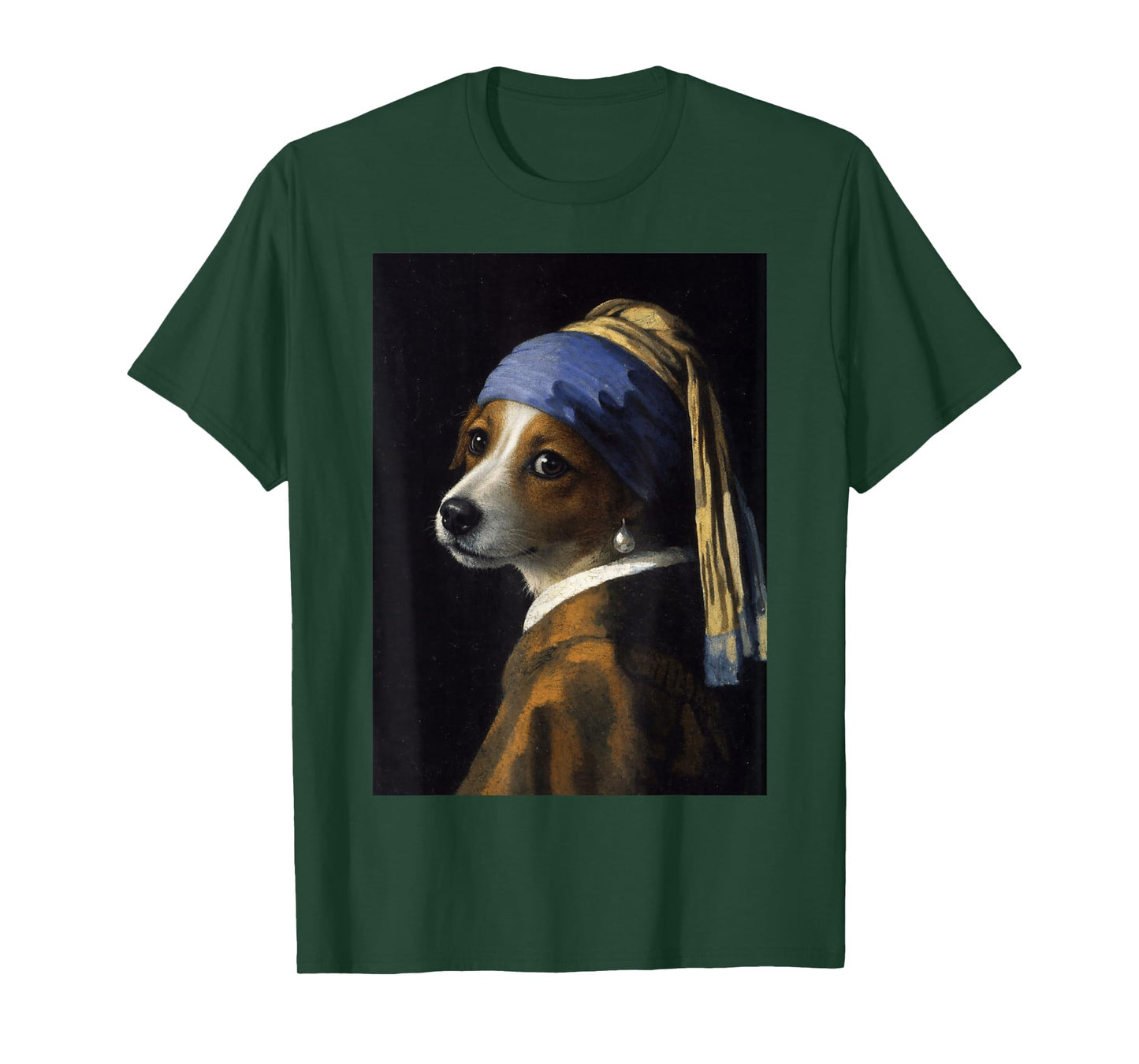 Girl with a Pearl Earring Russell Terrier Funny Dog Meme T-Shirt