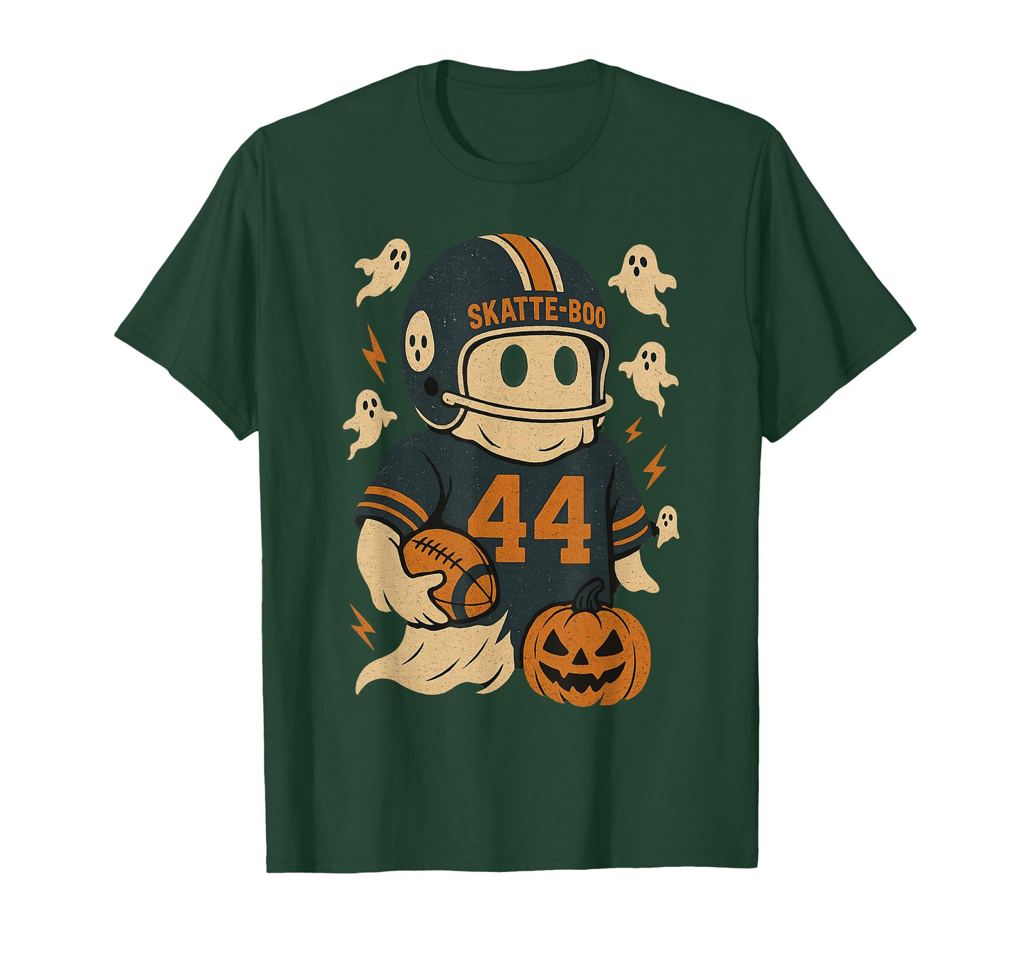 Vintage Skatte-Boo Ghost Football Lover Halloween T-Shirt