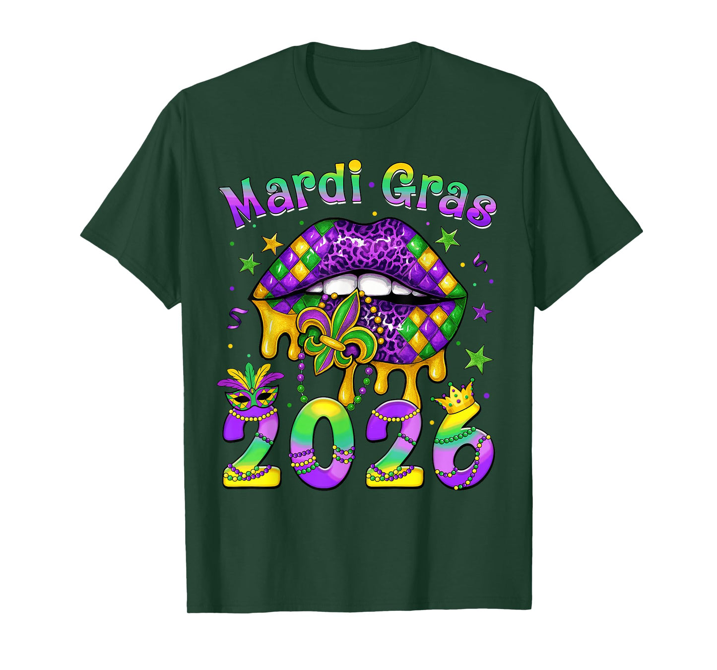 Happy Mardi Gras Carnival Mardi Gras 2026 Lips Girl Women T-Shirt