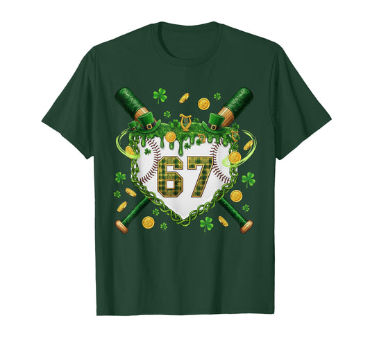 St Patrick Day Baseball Drip Ice Cream Baseball Boy Kids T-Shirt