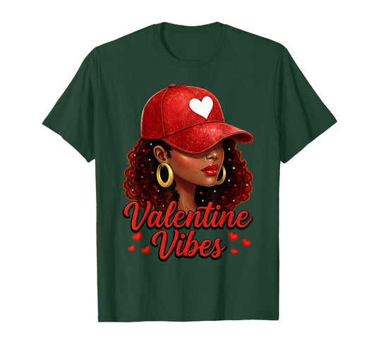 Valentine Vibes Black Women Valentines Day for Girl Womens T-Shirt