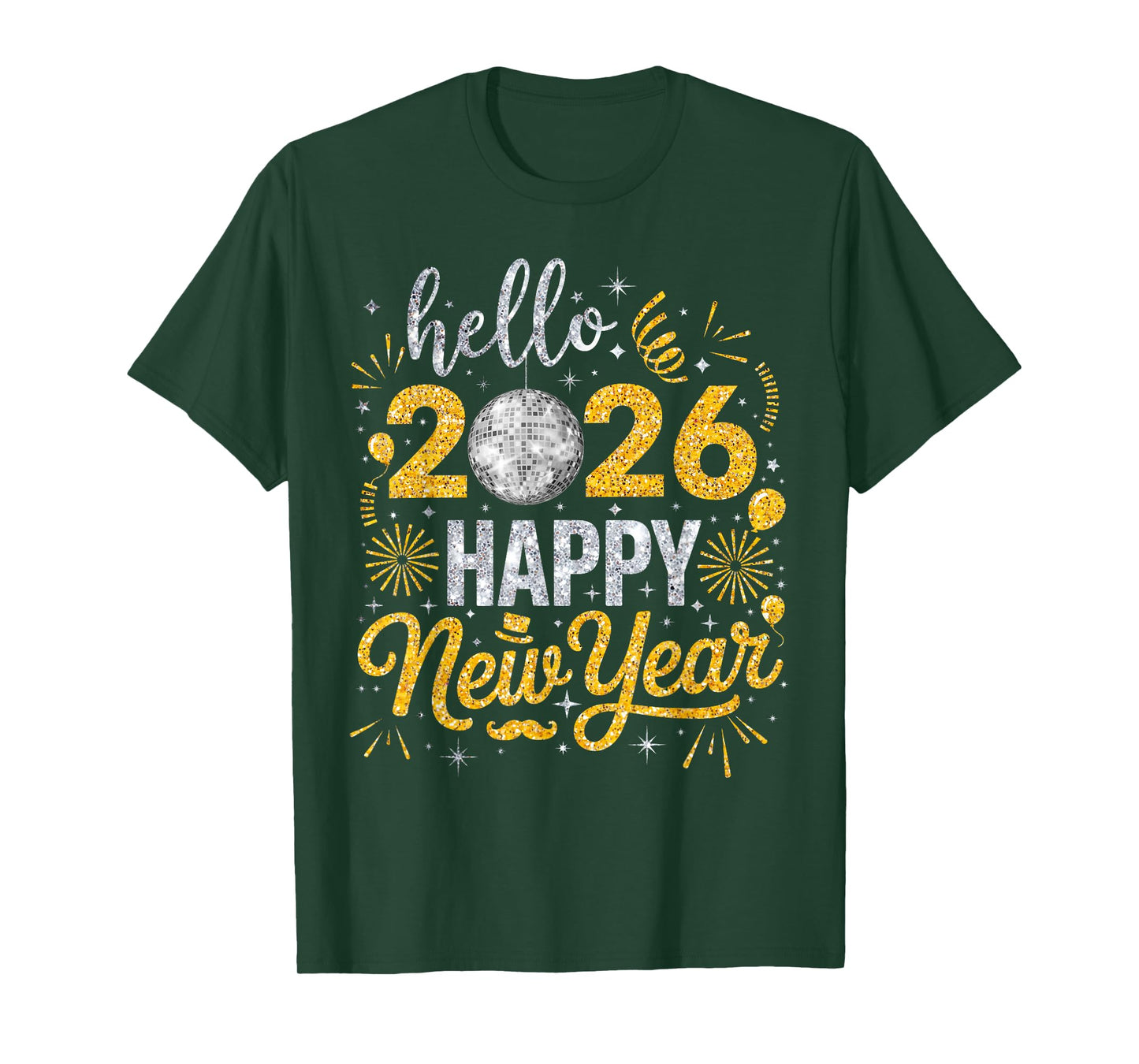 Hello 2026 Happy New Year Family Matching Fireworks Balloons T-Shirt