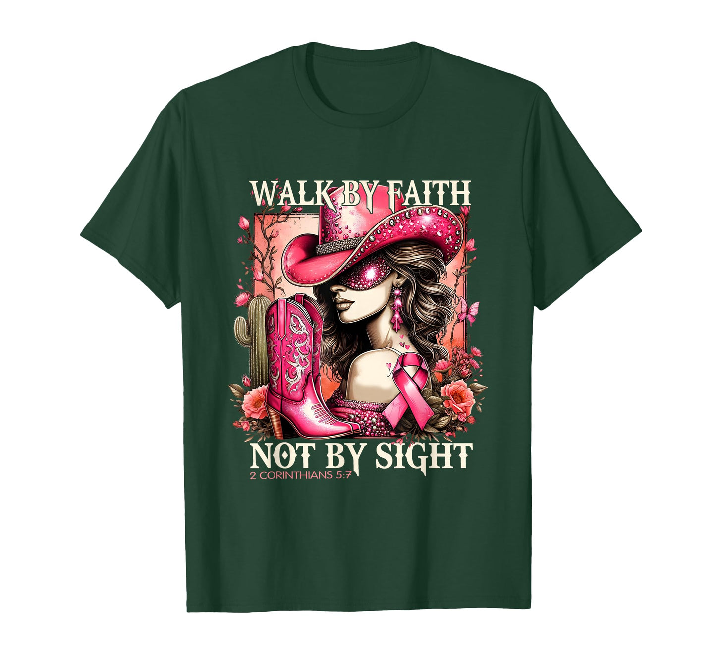 Walk by Faith Breast Cancer Awareness Cowgirl T-Shirt