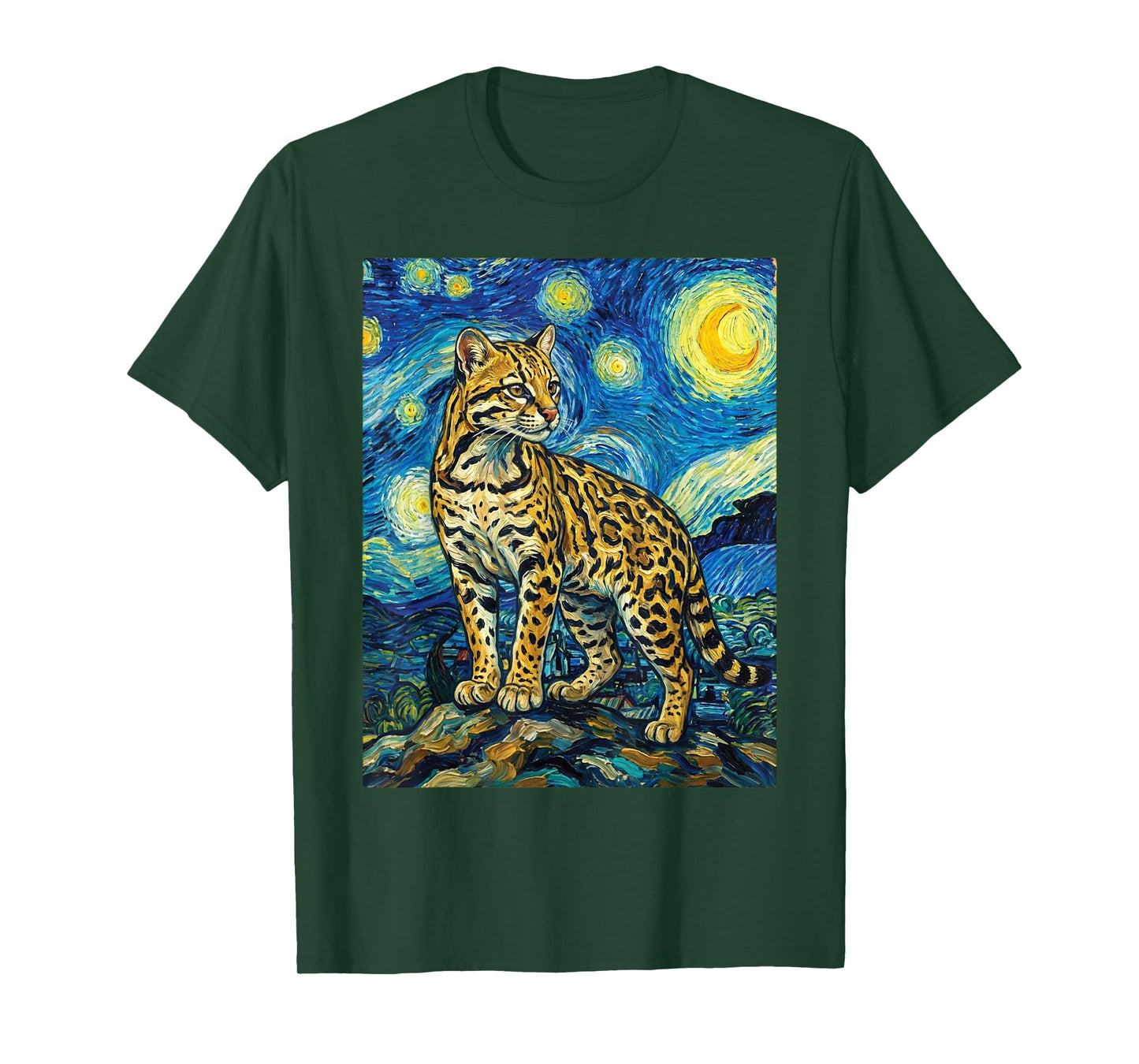 Ocelot Starry Night, Vincent Van Gogh Ocelot T-Shirt