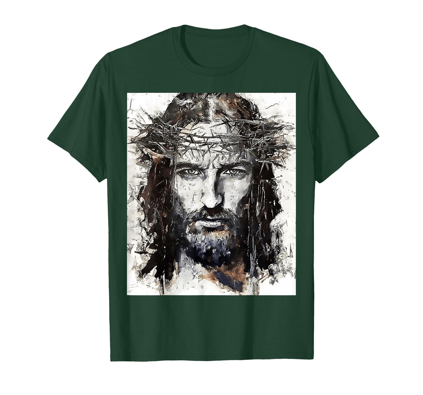 Vintage Art Face Of Jesus On A Cross With Crown Of Thorns T-Shirt