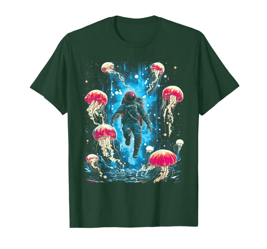 Astronaut Jellyfish Outer Space Explorer Galaxy Science Men T-Shirt