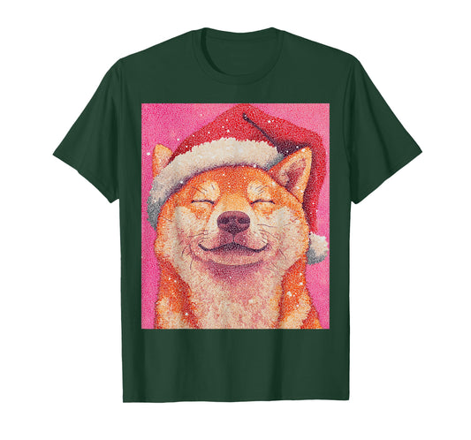 Shiba Inu Pink Dog Christmas T-Shirt