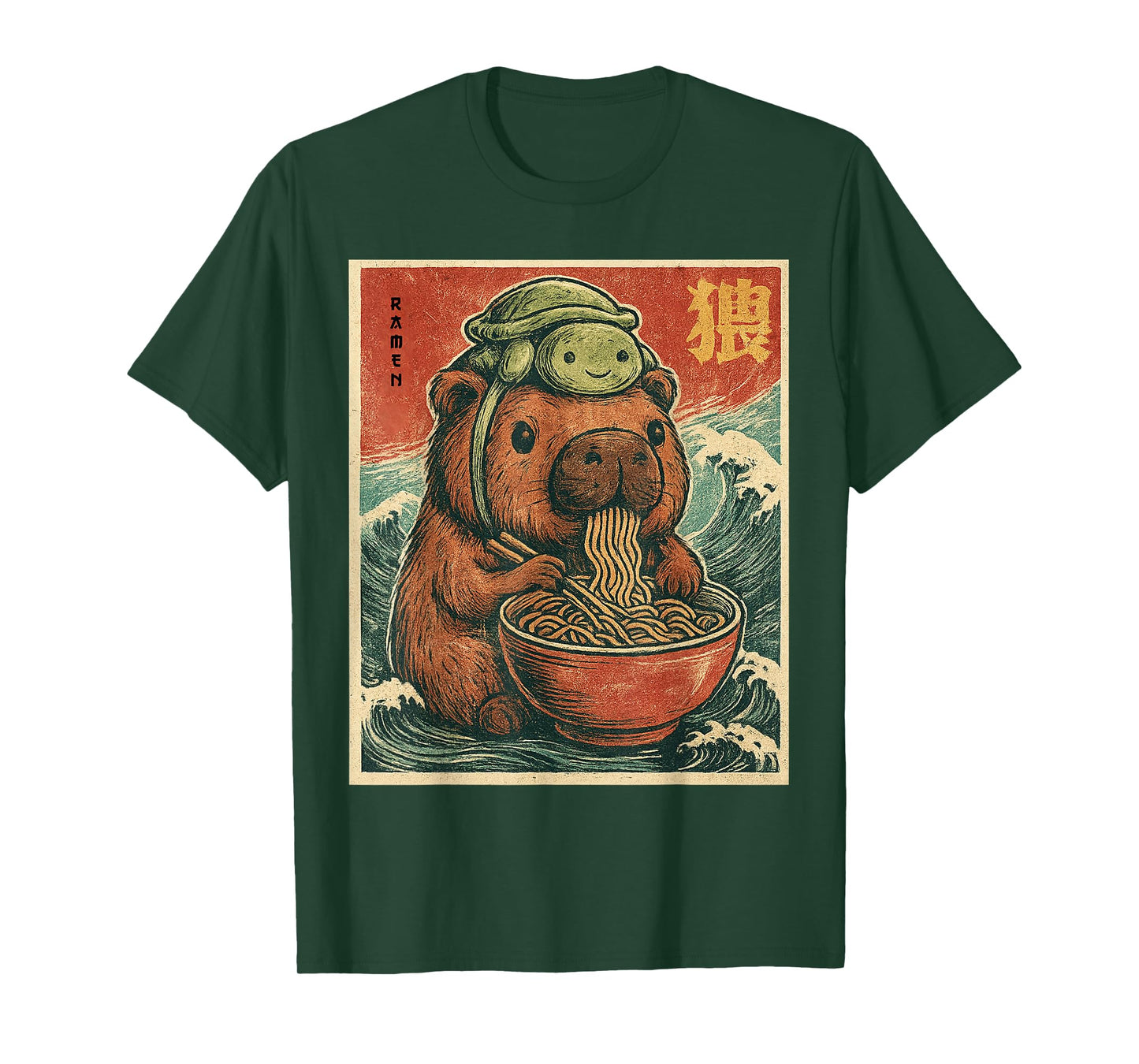 Cute Capybara and Turtle Backpack Ramen Kawaii Capybara Kids T-Shirt
