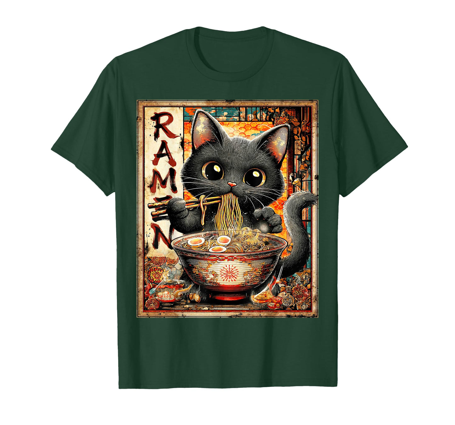 Funny Ramen Cat Noodle Lovers Anime Otaku T-Shirt