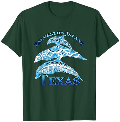 Galveston Island Texas Vacation Tribal Dolphins T-Shirt - T-Shirt | Forest