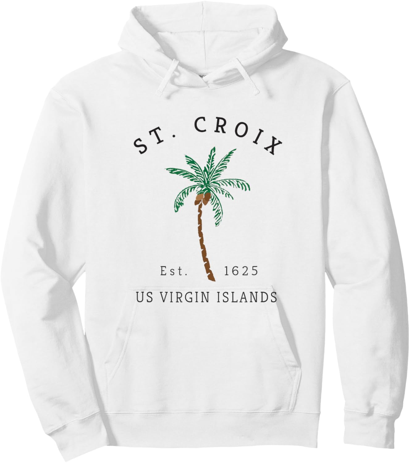 St. Croix USVI Colorful Palm Tree Retro Novelty Art Hoodie - Hoodie | White