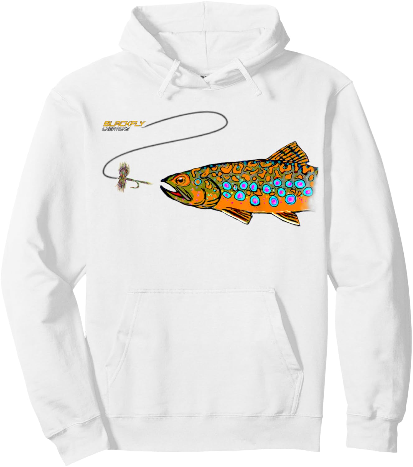 Brook Trout Fly Fishing Shirts Gifts by Black Fly Hoodie - Hoodie | White