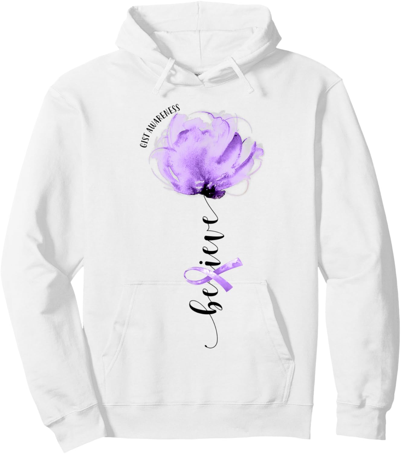 Believe GIST Awareness Purple Ribbon Flower Lovers Hoodie - Hoodie | White