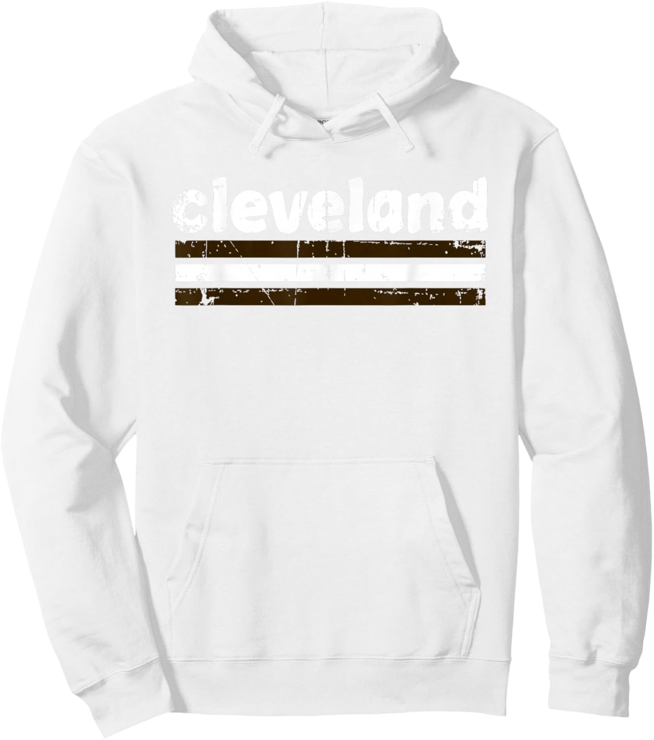 Cleveland Ohio Three Stripe Vintage Weathered Hoodie - Hoodie | White