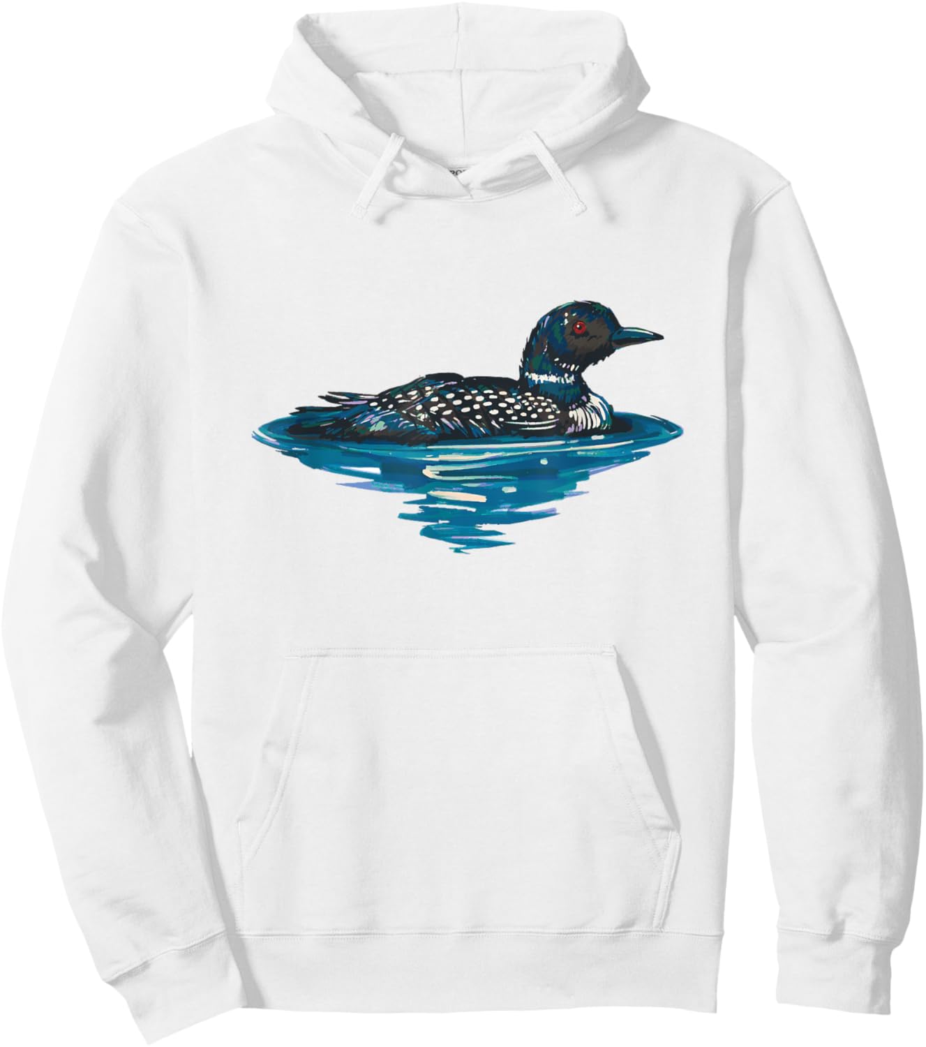 Loon Bird Painting Duck Lake Hoodie - Hoodie | White