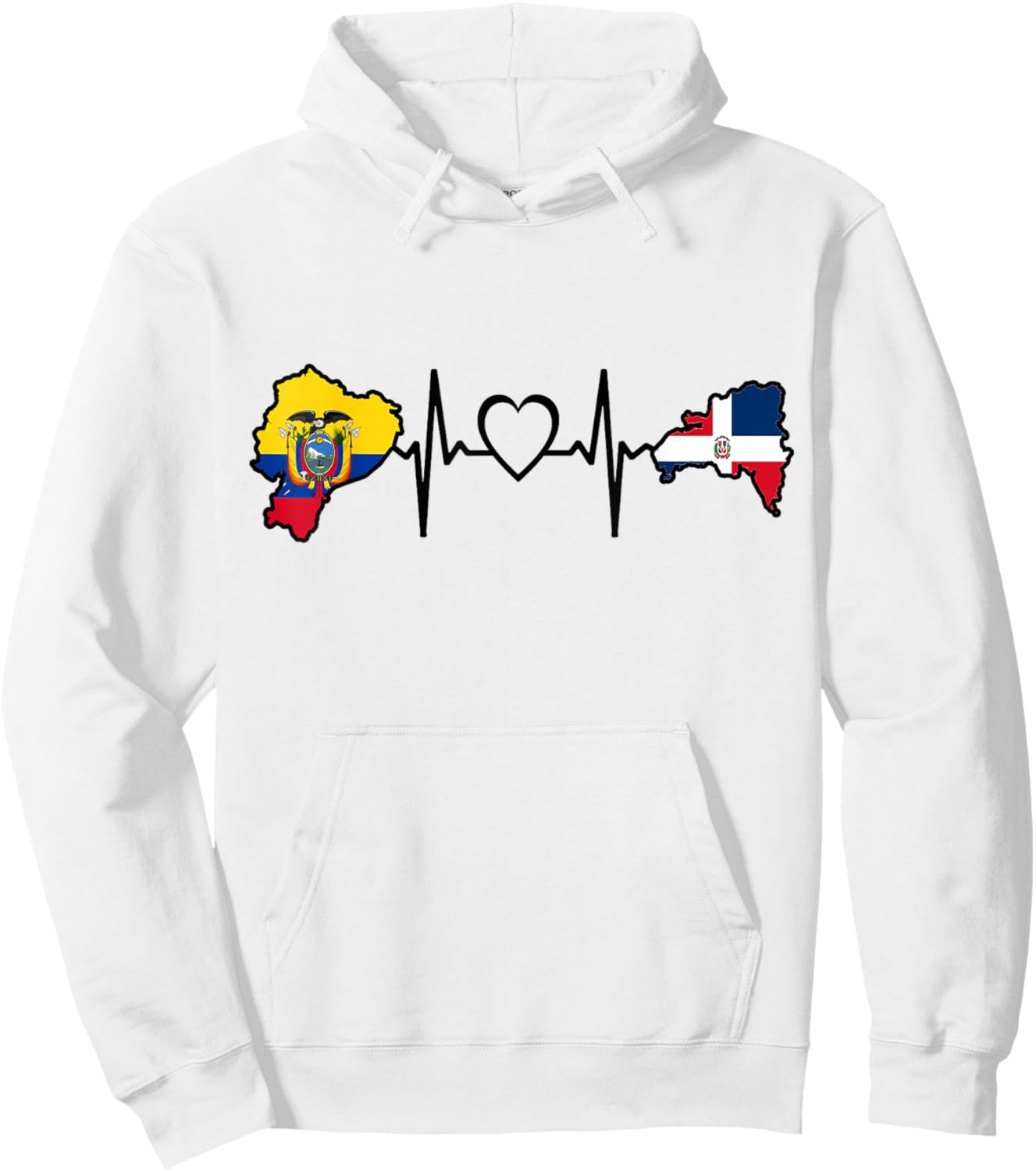 Dominican Ecuadorian Heartbeat Ecuador Flag Heritage Hoodie - Hoodie | White