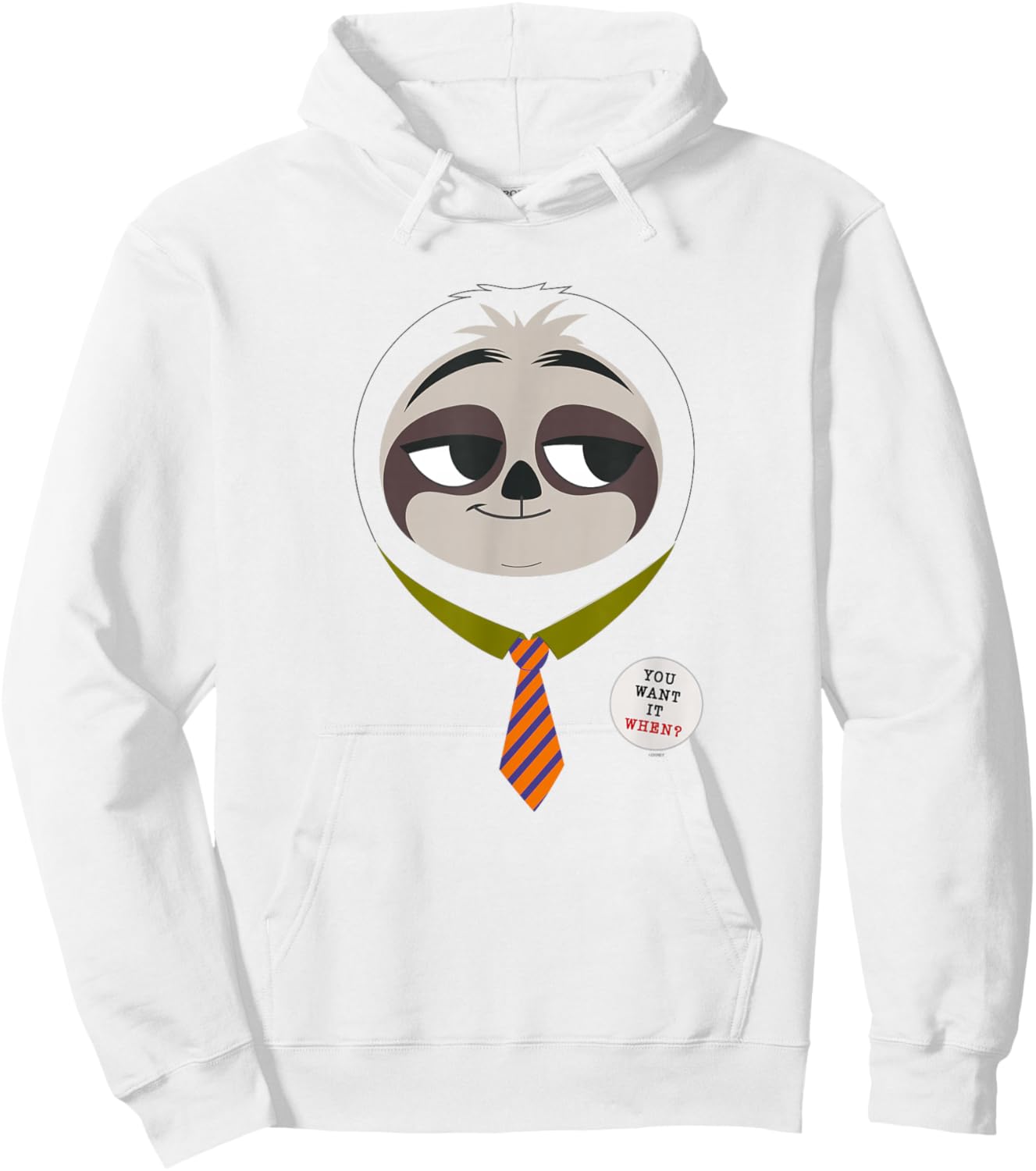 Disney Zootopia Flash The Sloth Face Hoodie - Hoodie | White