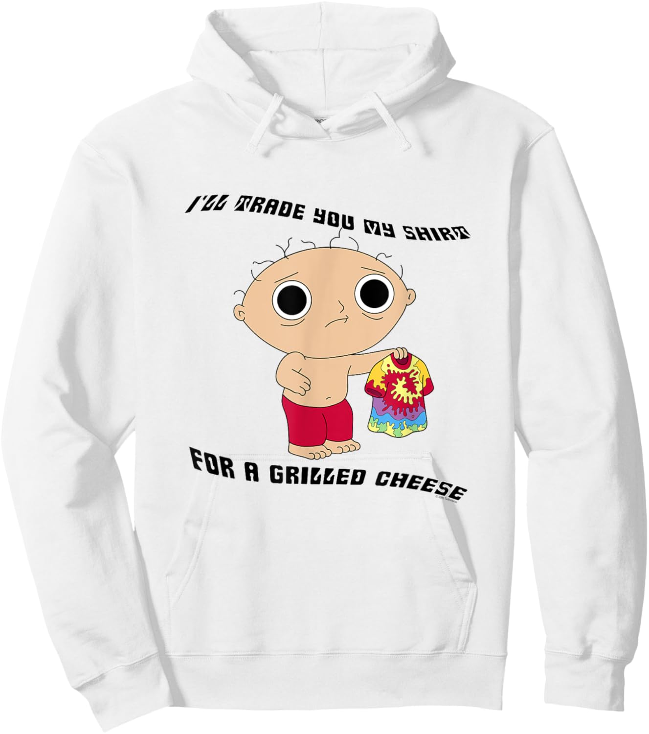 Family Guy Stewie Trade for a Grilled Cheese Funny Cartoon Hoodie - Hoodie | White