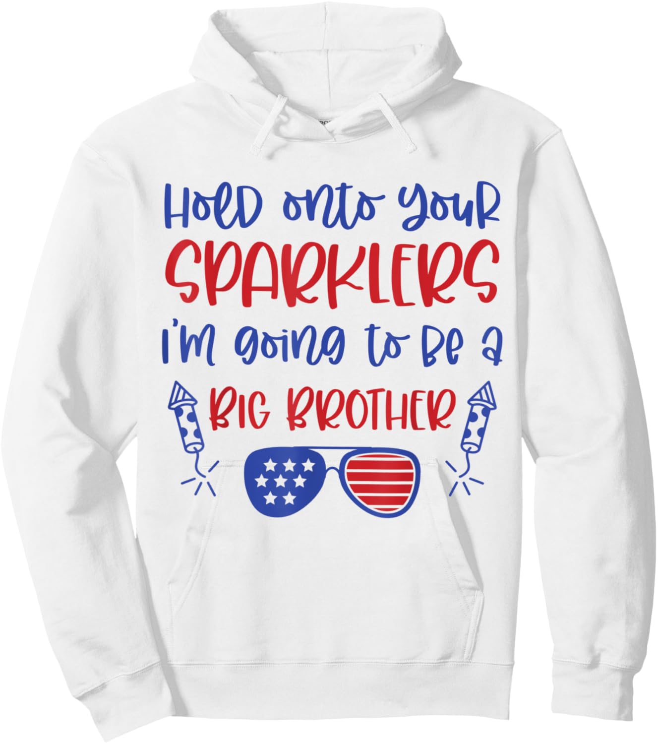 Big Brother Sparkler 4th of July Pregnancy Announcement Hoodie - Hoodie | White