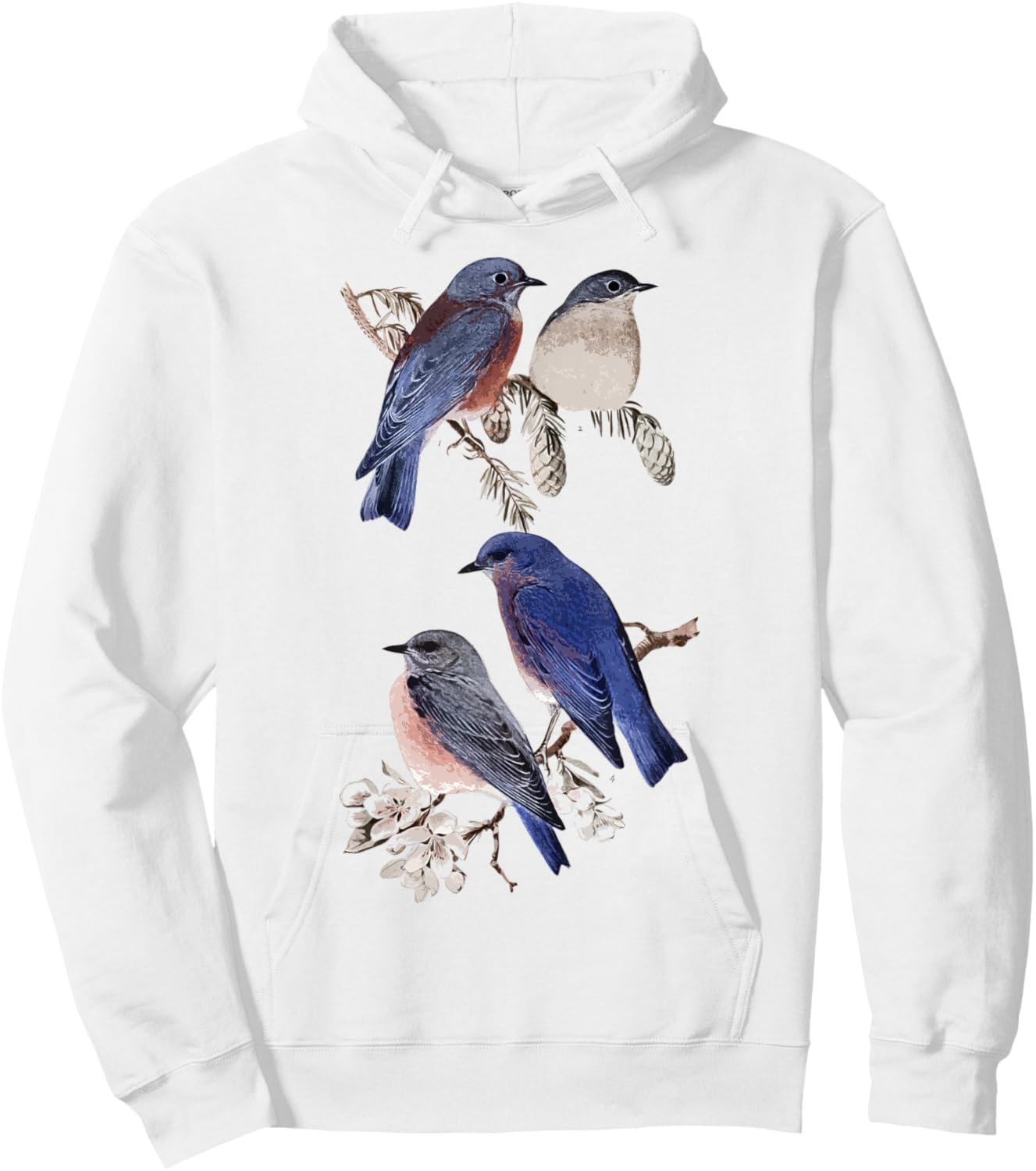 Patience Bluebird of Happiness Blue Bird Eastern Bluebird Hoodie - Hoodie | White