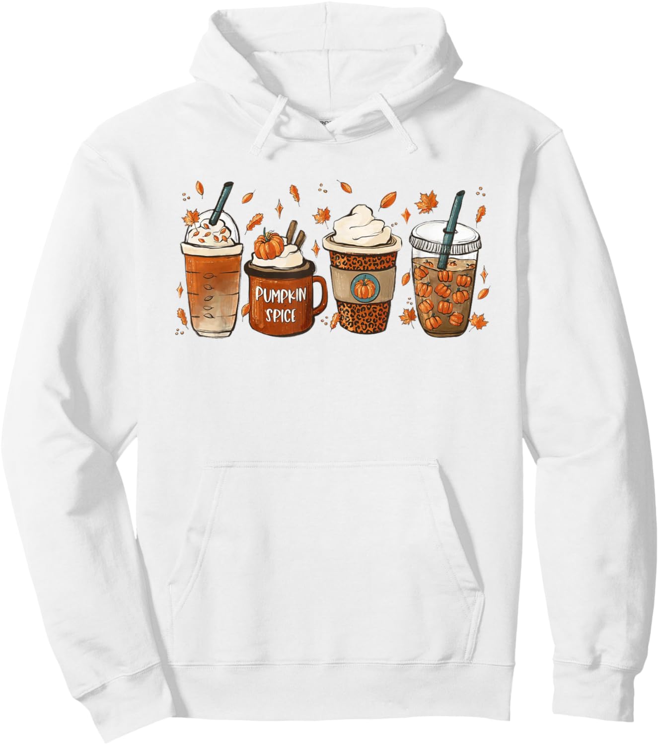Fall Coffee Pumpkin Spice Latte Iced Warm Cozy Autumn Orange Hoodie - Hoodie | White