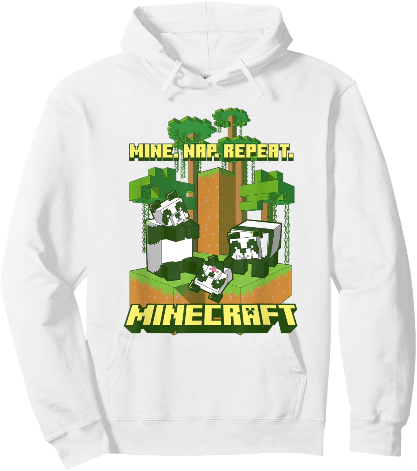 Minecraft Pandas Mine Nap Repeat Poster Hoodie - Hoodie | White