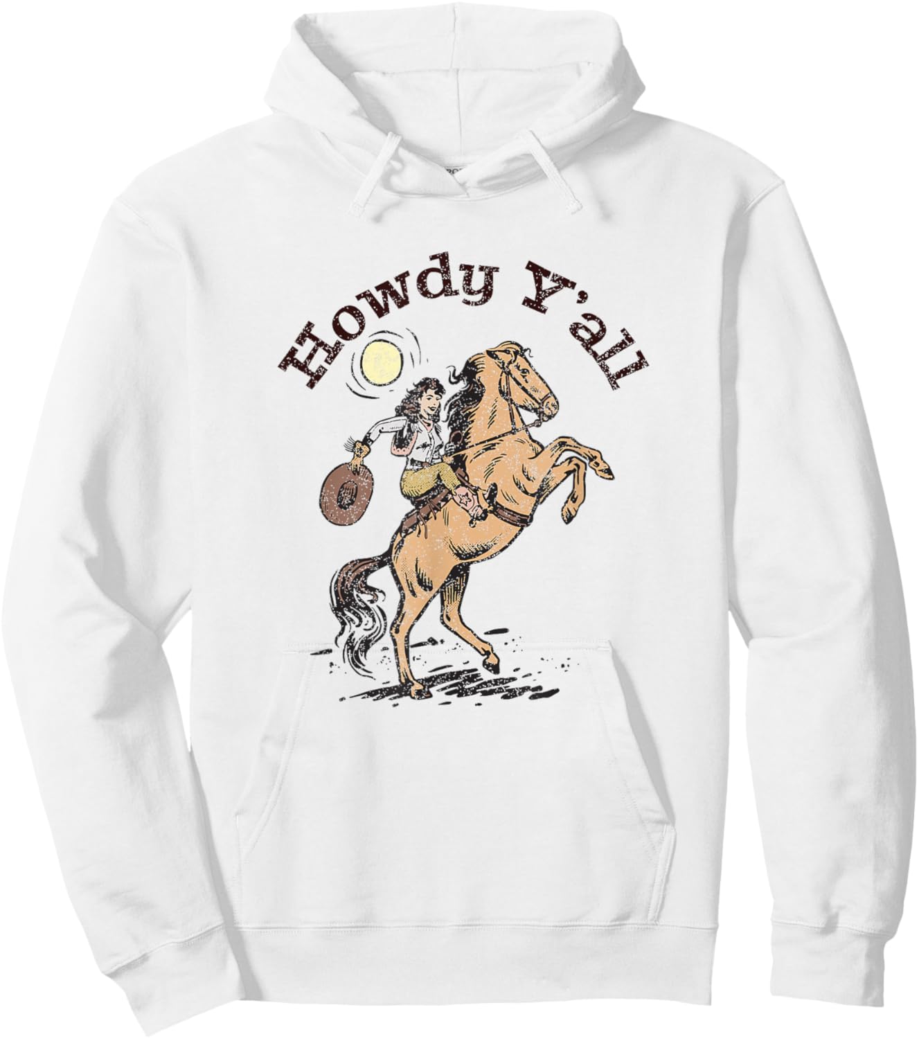 Vintage Howdy Y'All Rodeo Western Country Southern Cowgirl Hoodie - Hoodie | White