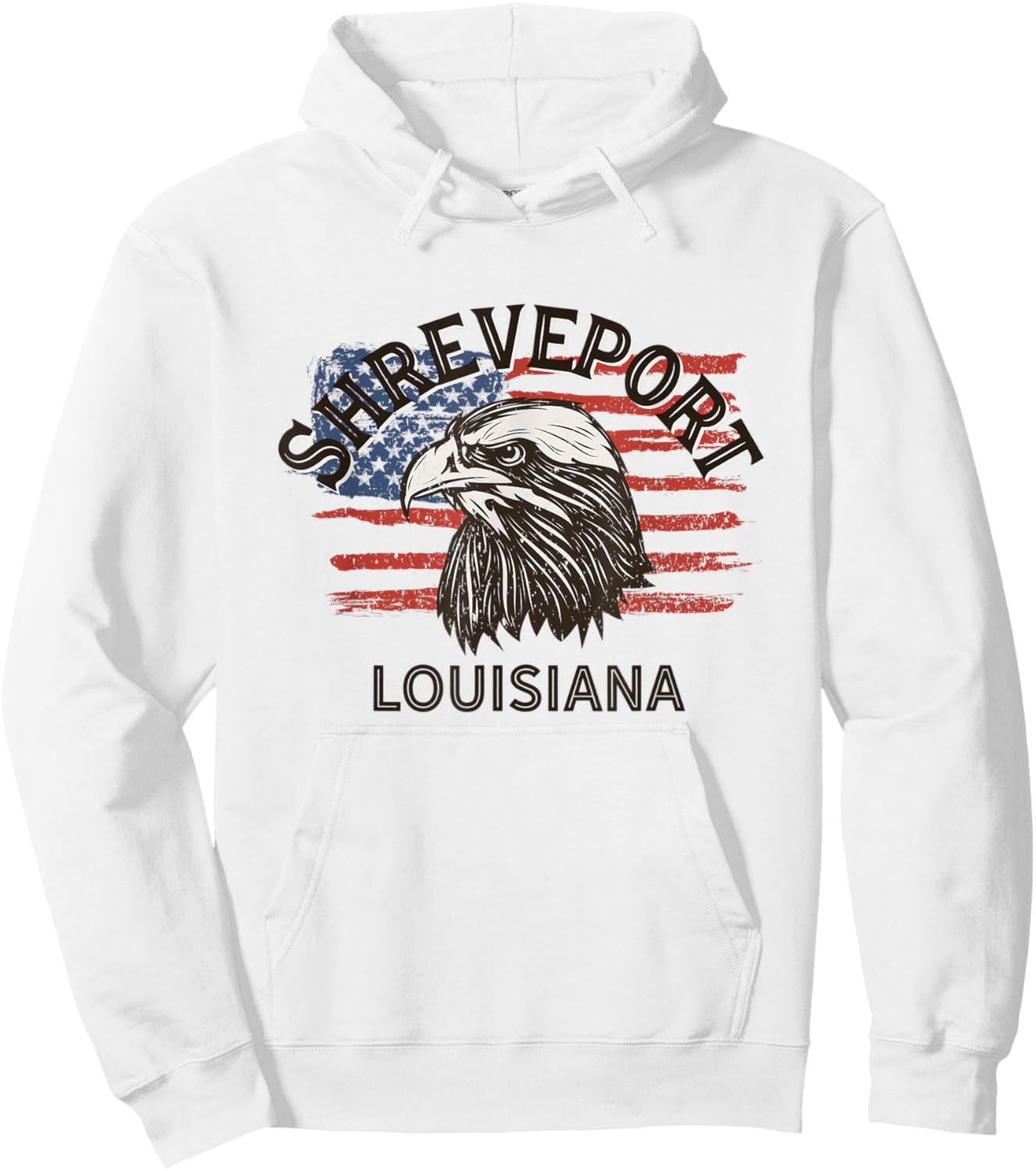 Retro Eagle USA Flag Louisiana - Vintage Shreveport Women Men Hoodie - Hoodie | White