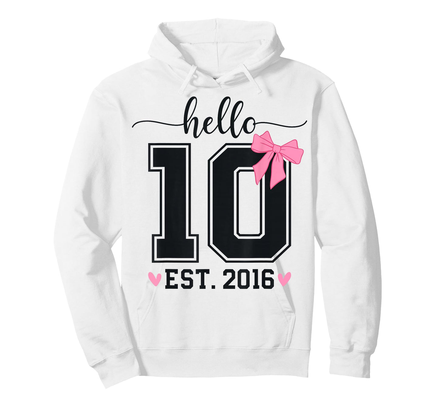 Hello Ten EST 2016 10th Birthday Coquette Bow 10 Year Girl T-Shirt